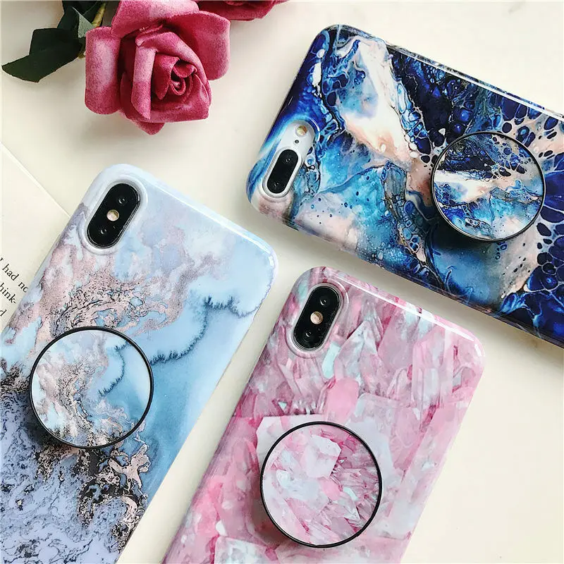 

Marble Phone Case Cover For Apple iPhone 6 8 7 Plus XS MAX New Blue Pink Holder