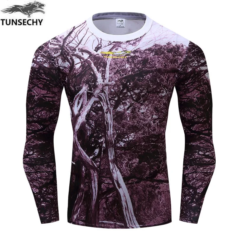 

brand 3 d printing camouflage, trees, forests, tight long sleeve T-shirt design men outdoor sports T-shirt xs-4l