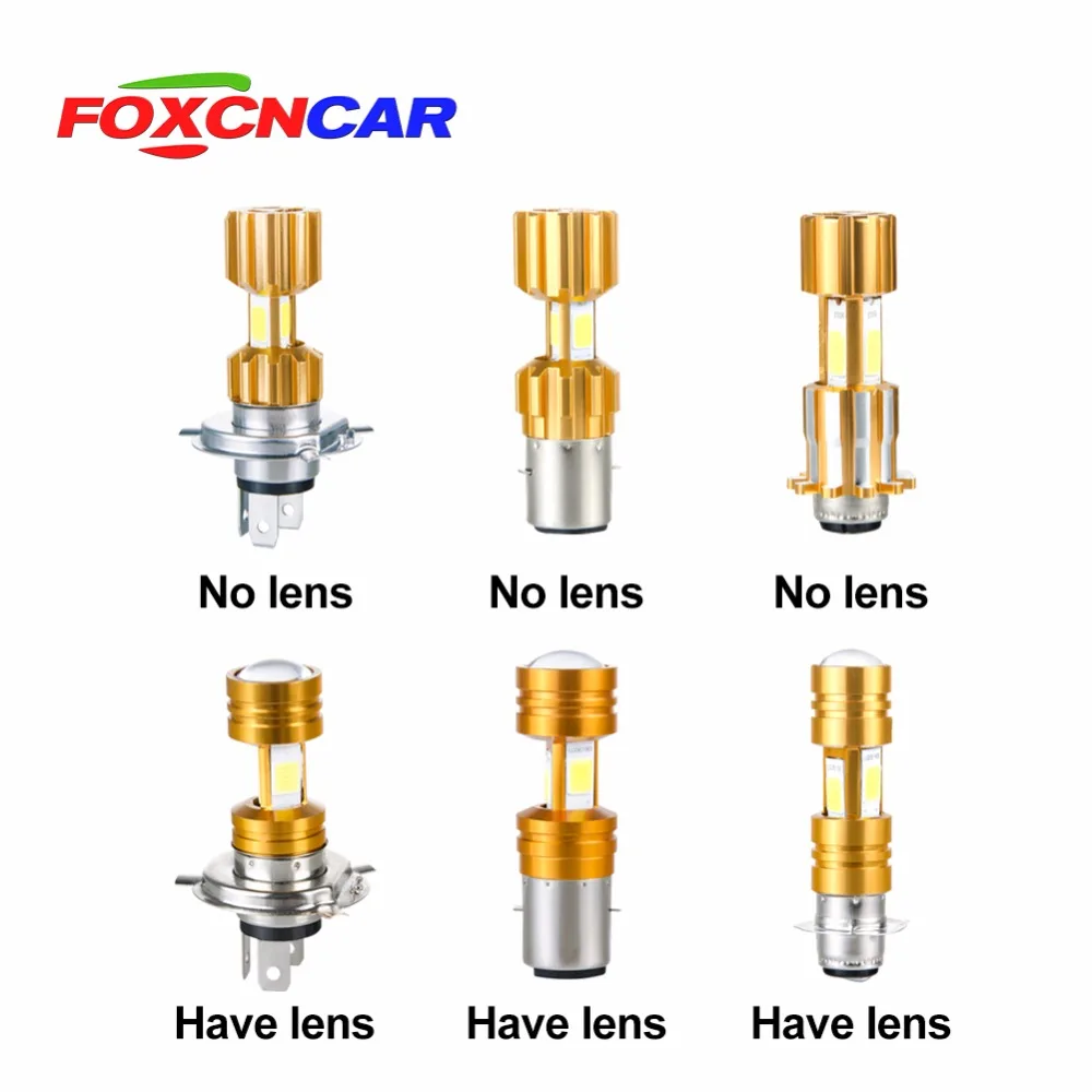 

Foxcncar COB LED Motorcycle Headlight High Low Beam Light 3500lm Super Bright White Motorbike Head Lamp Bulb H4 P15D BA20D 1Pcs
