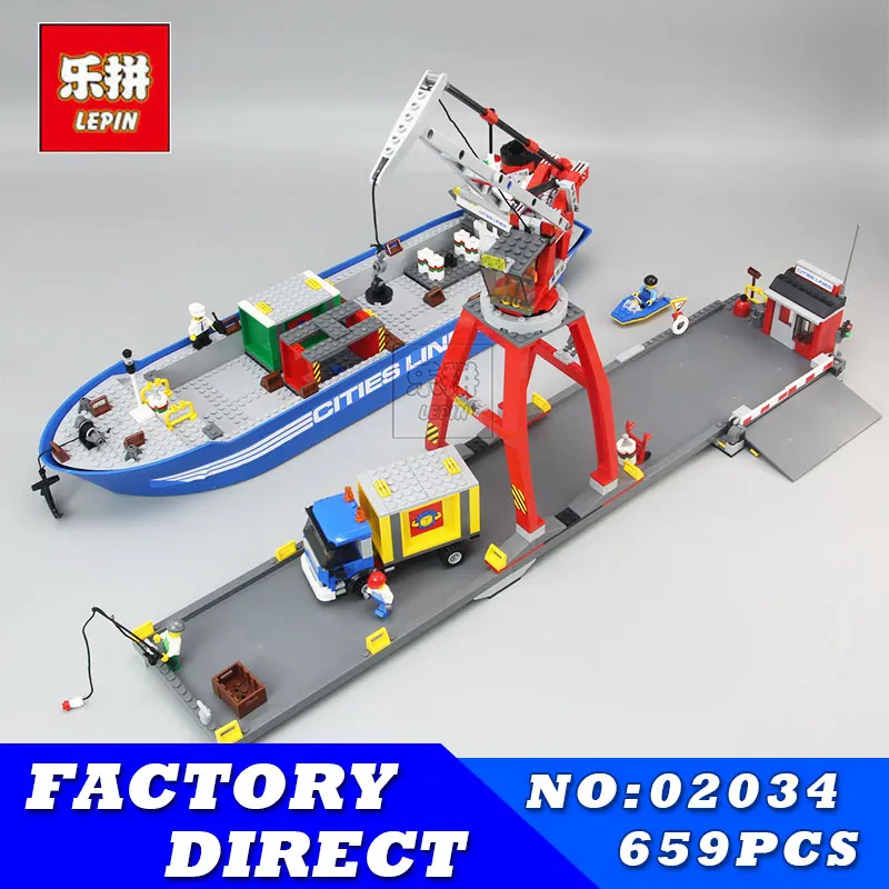 

Lepin 02034 695pcs City Series Super Cargo Port Terminal Building Block Compatible with 7994 Brick Toy Children DIY Educational