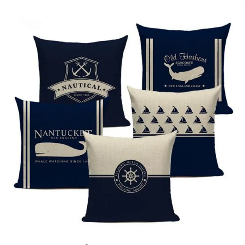 

Vintage Cushion decoration marine Cotton Colorful Fish Almofadas 45x45 Square Houseware Home sofa car Decor Pillow Case