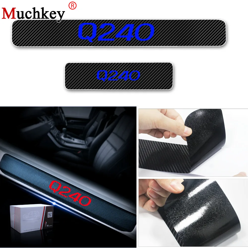 for Kia Forte Door Sill Protector Reflective 4D Carbon Fiber Sticker Door Entry Guard Door Sill Scuff Plate Stickers Auto Accessories 4Pcs Blue