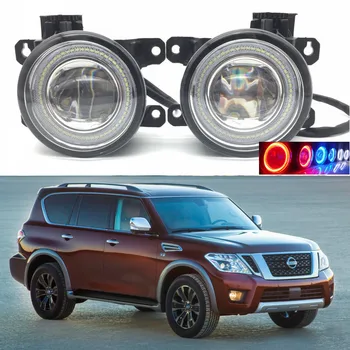 

2 in 1 LED Angel Eyes DRL 3 Colors Daytime Running Lights Cut-Line Lens Fog Lamp for Nissan Armada 2003-2015
