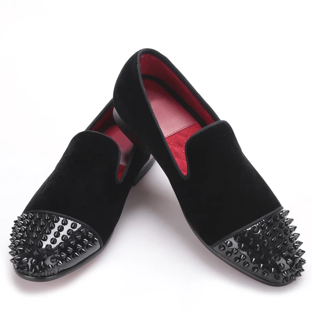 Aliexpress.com : Buy Black velvet rivets men's shoes fashion zapatos ...