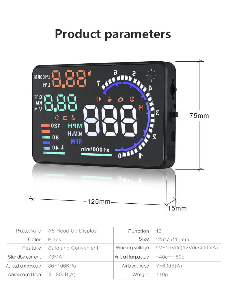 Автомобильный HUD OBD2 измеритель скорости на лобовое стекло цифровой скоростной проектор умный датчик превышения скорости сигнализации для всех транспортных средств