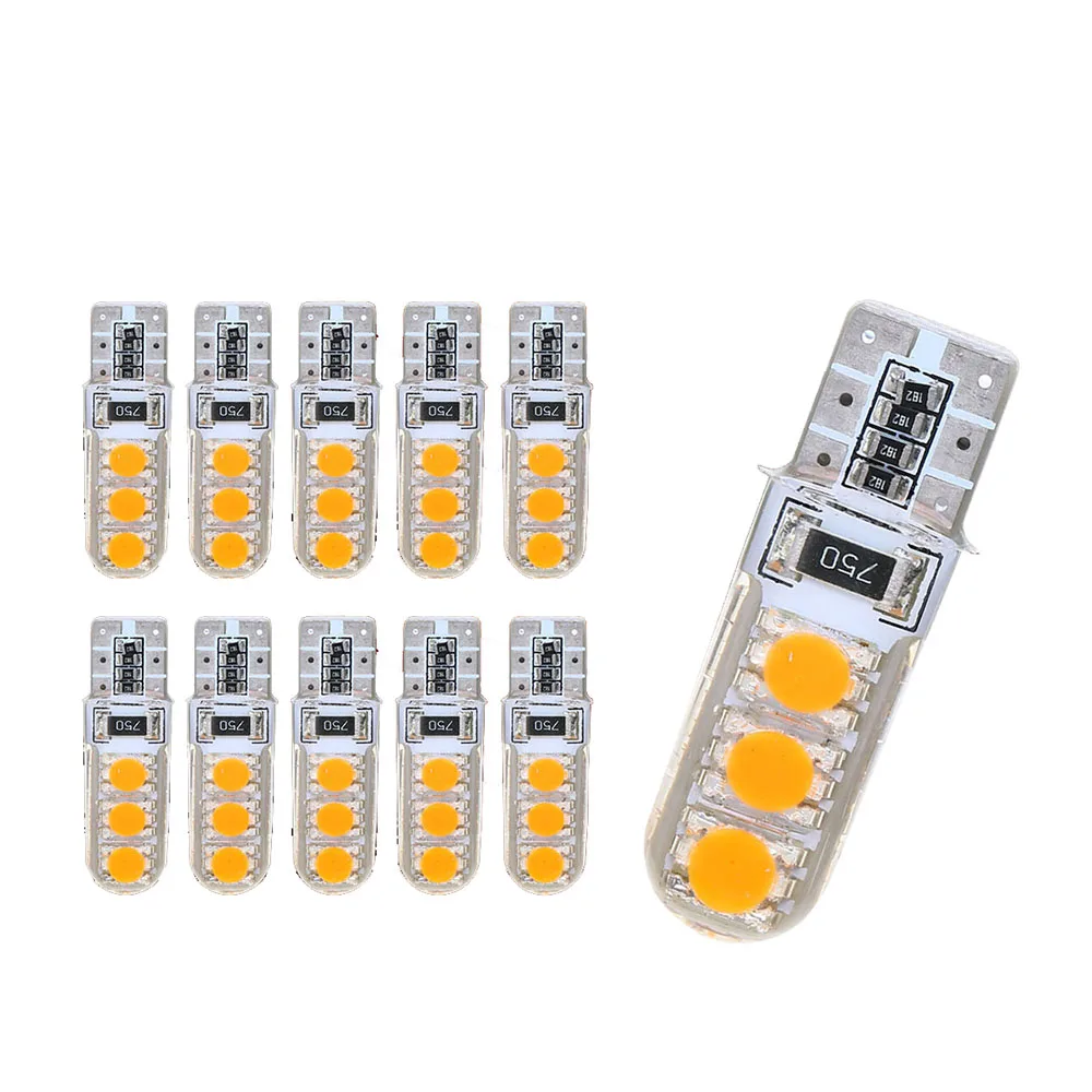 

10PCS Hot T10 5050 LED Car Canbus No Error Width License Plate Light Bulb Orange