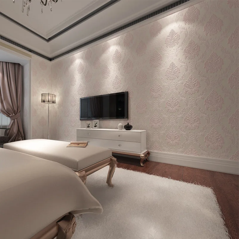 

European Luxury Diamond Crystal 3D Wallpaper 3D Flocking Non-woven Wallpaper Roll,Living Room TV Wall Paper Roll Floral