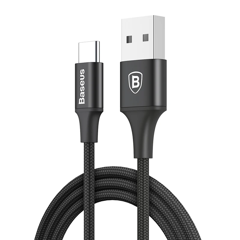 Светодиодный светильник Baseu type-c USB C кабель для синхронизации данных USB-C type C зарядное устройство для samsung S9 S8 Oneplus 5 5t Nexus 5X6 P кабели для мобильных телефонов - Цвет: Black