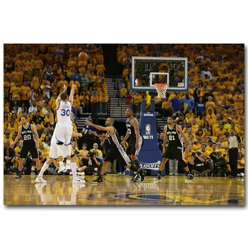 

Stephen Curry Last Second Shoot Art Silk Fabric Poster Print 13x20 24x36 inch Basketball Sport Pictures for Room Wall Decor 035