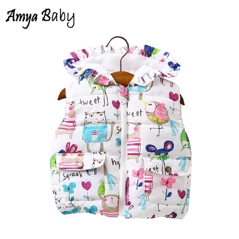 

AmyaBaby Children's Warm Jacket Baby Vest Animal Graffiti Waistcoat Toddler Baby Girl Boy Thick Hooded Vest Coat Children's Vest