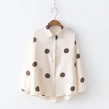 

Long Sleeve Turn Down Collar Office Shirt Women Blouses 2019 Fashion Chiffon Blouse Shirts Casual Tops Dot Print Blusas Feminina
