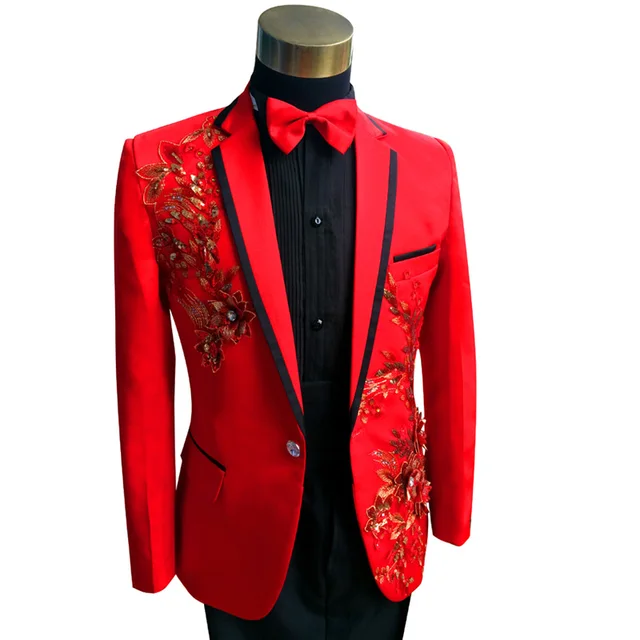Aliexpress Red Black Tuxedo Jacket Pant Plus Size 3xl Red Black Tuxedo Jacket Pant Plus Size 3xl 4xl Men Sequin Blazer Suit