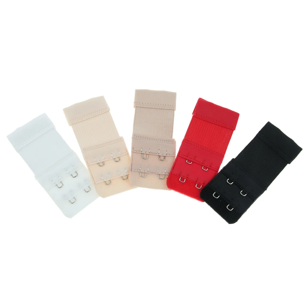 

5pcs Ladies Bra Extender Strap 2 Hooks 2 Rows Ajustable Bra Extension Strapless Hook Buckle Bra Accessories for Women Wholesale