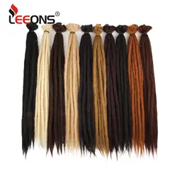 Leeons ручной работы дреды наращивание вязаный крючком волосы Канекалон синтетические волосы 1 пряди дредлок для женщин и мужчин 20 дюймов