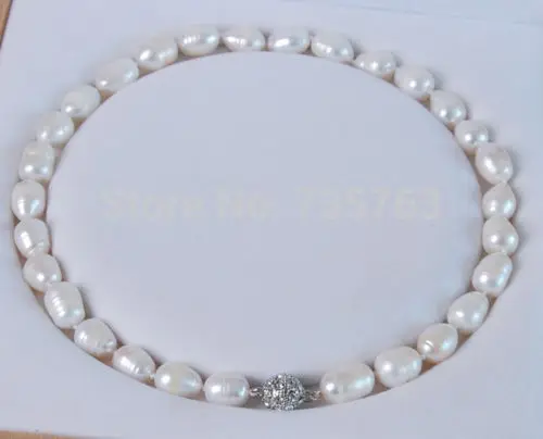 

HOT 0015224 Big 11-13MM Genuine white akoya cultured pearl necklace Magnet Clasp