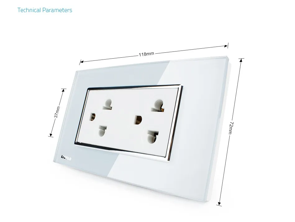 Livolo US standard US Socket(15A), белое/черное Хрустальное стекло, AC 110~ 220 В, настенные Powerpoints без вилки, VL-C3C2CUS-81/82