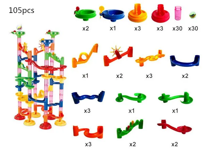 105 шт DIY Строительные мраморные гоночные шарики лабиринт трек строительные блоки детский подарок для ребенка развивающие игрушки для детей