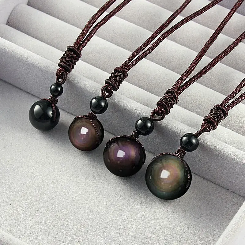 Новое поступление натуральный камень черный обсидиан Lucky Rainbow Eye бусины для женщин и мужчин ожерелья и подвески ювелирные изделия подарок