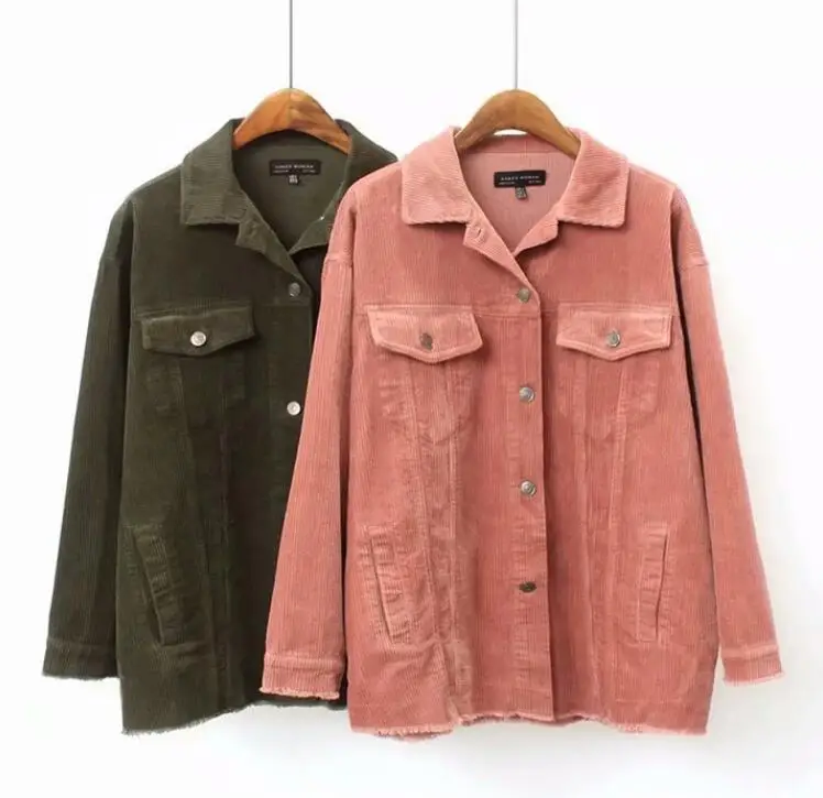 

autumn and winter new women's solid color loose corduroy casual jacket
