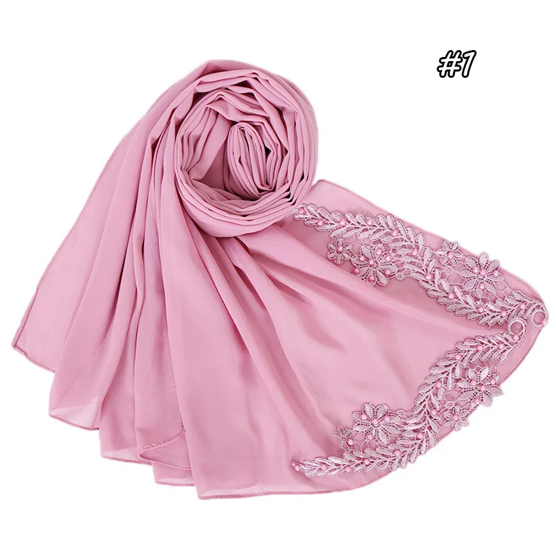 70*180 см шифоновый хиджаб шарф с жемчугом femme musulman длинные шали исламский платок одежда мусульманские хиджабы с вышивкой