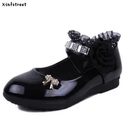 Xinfstreet обувь для девочек кожа красивый цветок детей Обувь принцессы для танцев Дизайн тонкие туфли Обувь для девочек Размеры 21-36