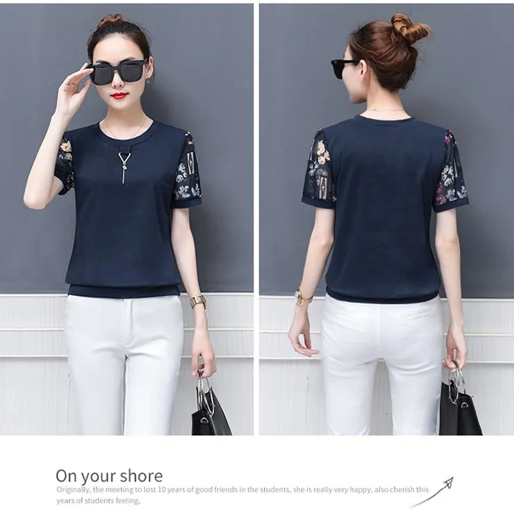 2018 New Summer Women Blouse Print Patchwork Short Sleeve Womens Tops And Blouses Casual Shirt Plus Size Tops Blusas Feminine (7)