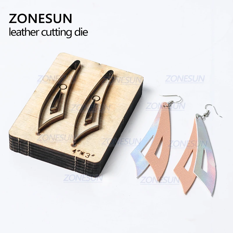  ZONESUN H2 DIY Custom Cutter Leather Earring Cutting Die Leather Cut Out Earring For Steel Rule Die