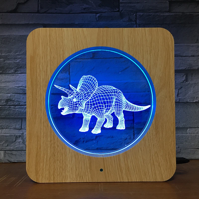 Herbivorous 3D светодиодный ночсветильник с зернистой древесиной сделай сам