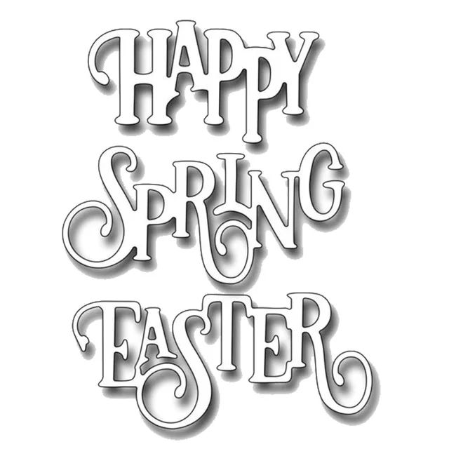 

HamyHo Happy Spring Easter Words Metal Cutting Dies Stencil for DIY Scrapbooking Craft Paper Decorative Cards Embossing Dies