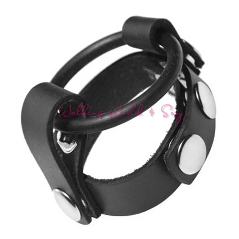 Button Fixed Leather Cock Ball Ring Time Delay Ring Ball Stretcher Ring Ball Harness Cock Cage Penis Ring Male Chastity Sex Toys (2)