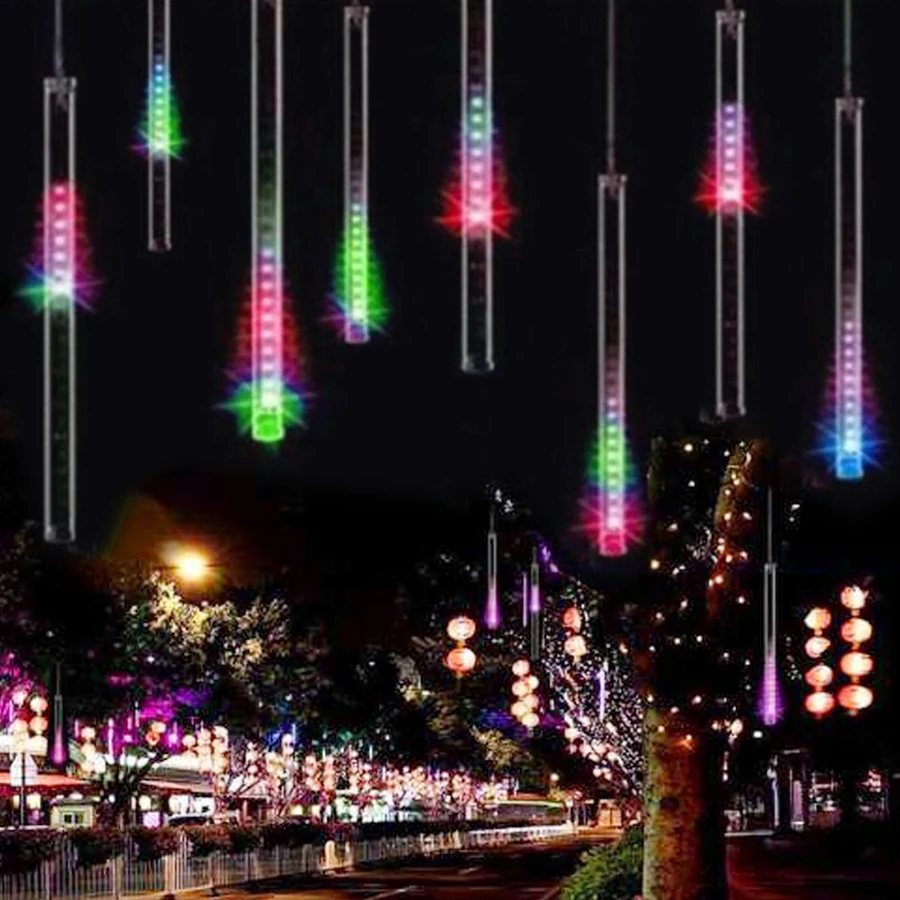 Waterproof Holiday Lights 30cm 50cm Meteor Shower Rain Tubes Led Light Lamp 100-240V Christmas Wedding Garden Party String Light