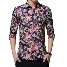 Бренд модная мужская рубашка с длинными рукавами Топы маленькие цветочные повседневные мужские рубашки тонкие мужские рубашки негабаритных 5XL