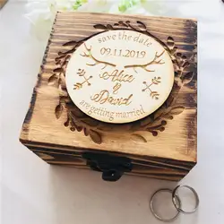 Коробка для колец на заказ Свадебные Валентина деревянные кольца деревянная коробка Юбилей кольцо box различные стили деревенская Подушка