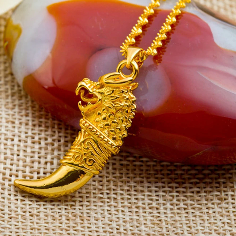 

Wolf Head Pendant Chain Yellow Gold Filled Solid Mens Jewelry Gift