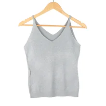 Для женщин блестками майка с v-образным вырезом пикантные хлопок трикотажные топы спортивный свитер топ, жилет Для женщин топ Фитнес Femme