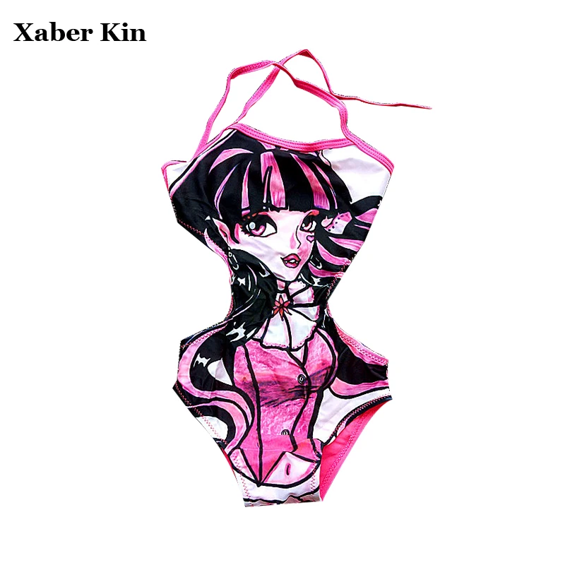 

One-Piece Girls Swimsuit New 2017 Cartoon Swim Suit For Girls Summer Beachwear Lovely Rose Children Swimwear G3-K380