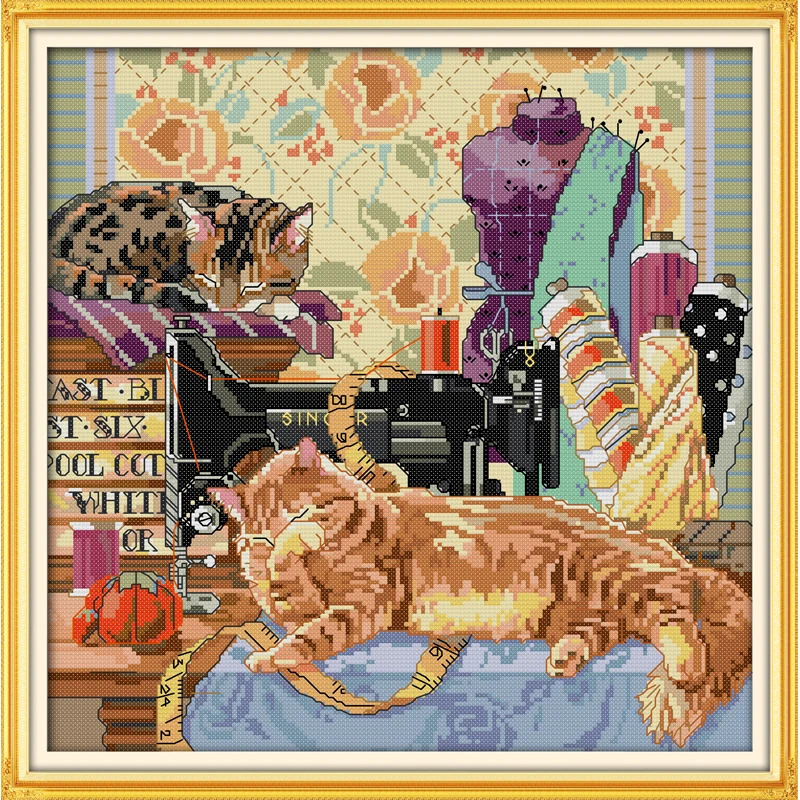 Joy Sunday китайский набор для рукоделия вышивки крестиком DMC 14CT 11CT Набор кота и