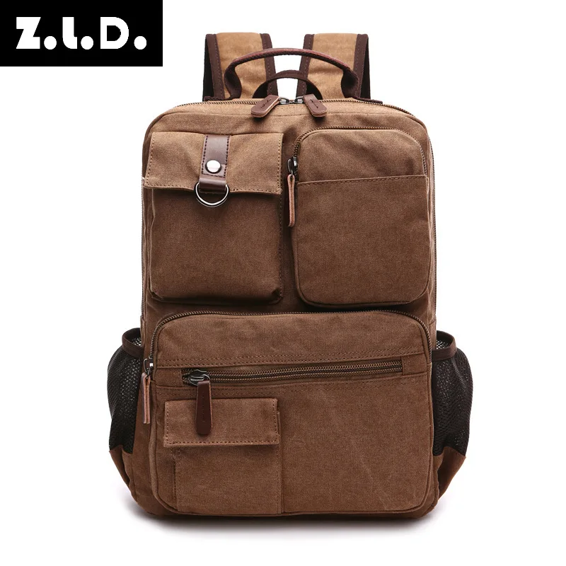 

New Style Men's Shoulder Pack Korean Style High School Students' Canvas Leisure Bag Computer Backpack