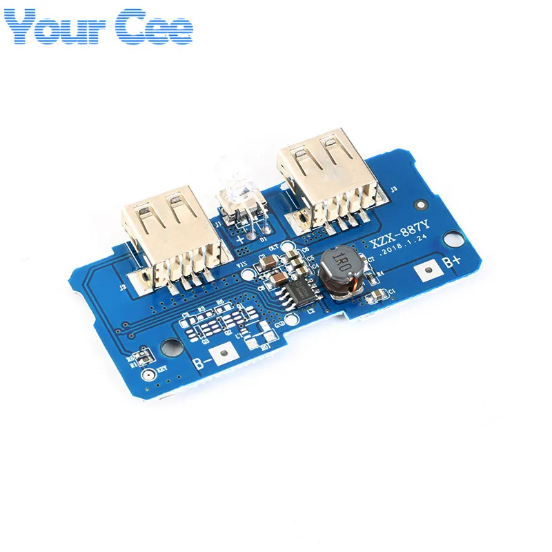 Dual Micro USB 3.7v to 5V 2A Mobile Power Bank DIY 18650 Lithium Battery Charger PCB Board Boost Step Up Module With Led (2)