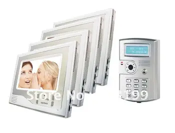 

XinSiLu 7"color video door phone , support ID cards and passwords to open the door, color silver 1v4