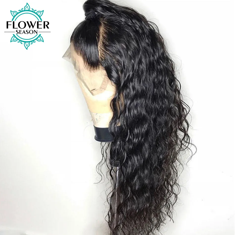 

Water Wave 13x6 Lace Front Human Hair Wigs Bleached Knots Pre Plucked Brazilian Remy Hair Lace Front Wig FLOWERSEASON