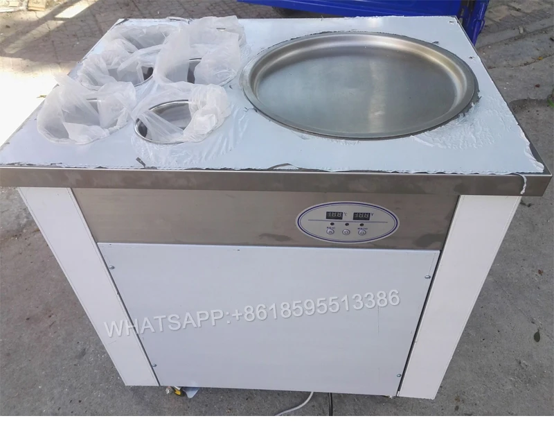 Free shipping hot sale 740w flat pan fried ice cream machine SINGLE POT Stainless steel Ice Pan Machine roll ice cream maker