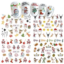 1 шт., Рождественская наклейка для ногтей, водная наклейка, Переводные обертывания, клейкий слайдер, Санта Клаус, аксессуары для маникюра, украшения, BEBN1009-1020