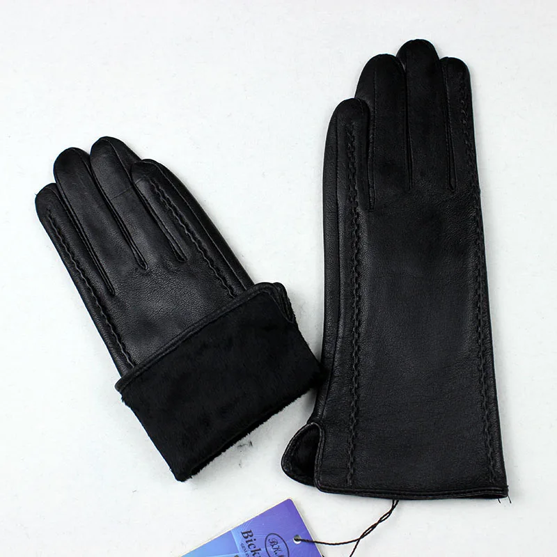 Новые кожаные перчатки из овчины женские в полоску стильные бархатные теплые уличные Верховые перчатки