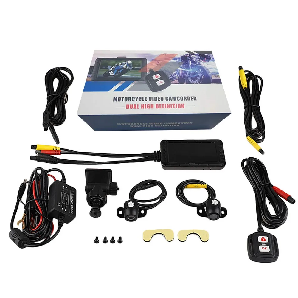  3.0 Inch Waterproof Motorcycle Camera Split Screen Display Dual Lens DVR Dash Camera LCD Display Mo - 4000077543033