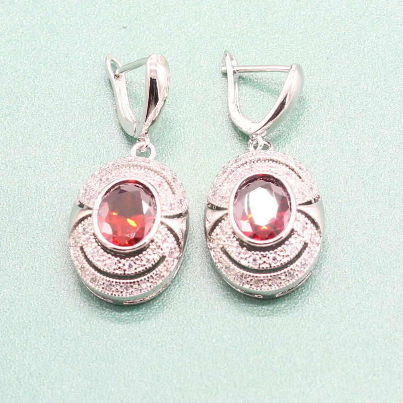 EIOLZJ, красный полудрагоценный камень, Стерлинговое серебро 925, ювелирные наборы для женщин, ожерелье, кольцо, висячие серьги, Ювелирная коробка