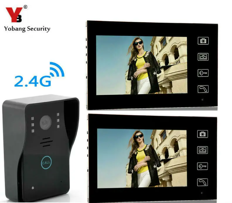 

Yobang Security 2.4GHz Wireless Video Door Phone Intercom with7" Indoor Monitor 2.4GHz wireless video intercom Visual Doorbell