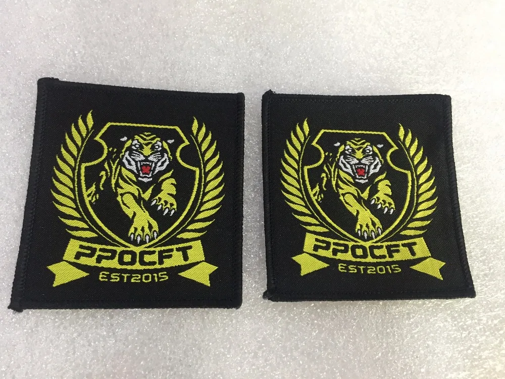 Customized paper backing woven patches/ clothing woven patches