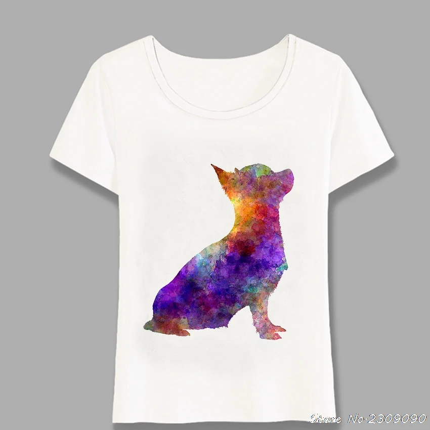 

I Love Chihuahua In Watercolor T-Shirt Summer Women t-shirt Star Color Dog Print Tops Woman Tees Cute Girl Camiseta Harajuku