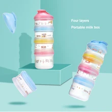 Cartoon Pattern Baby Formula Milk Storage Box Portable outing Food Snacks Container Four Layer big capacity
